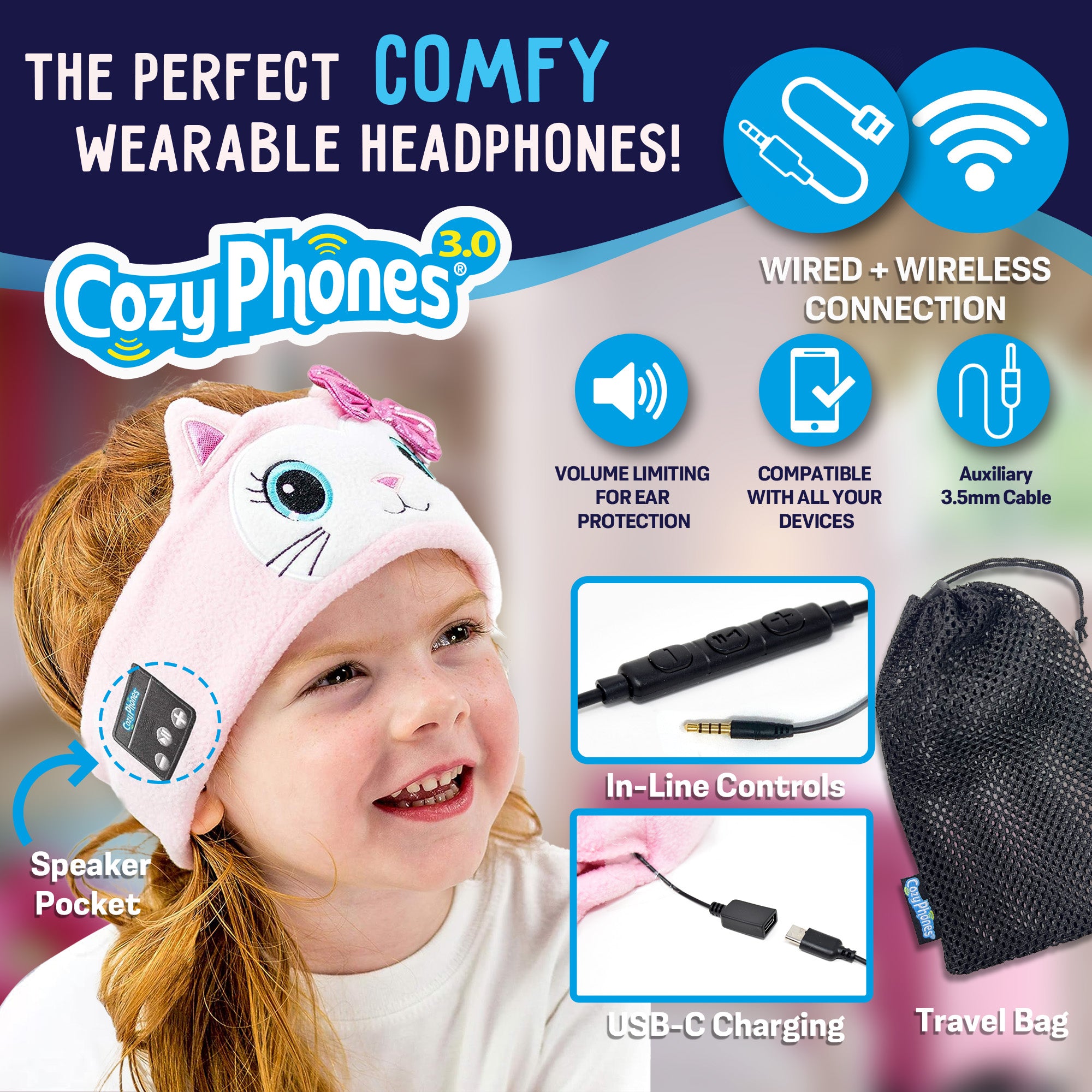 CozyPhones 3.0 Toddler & Kids Headband Headphones
